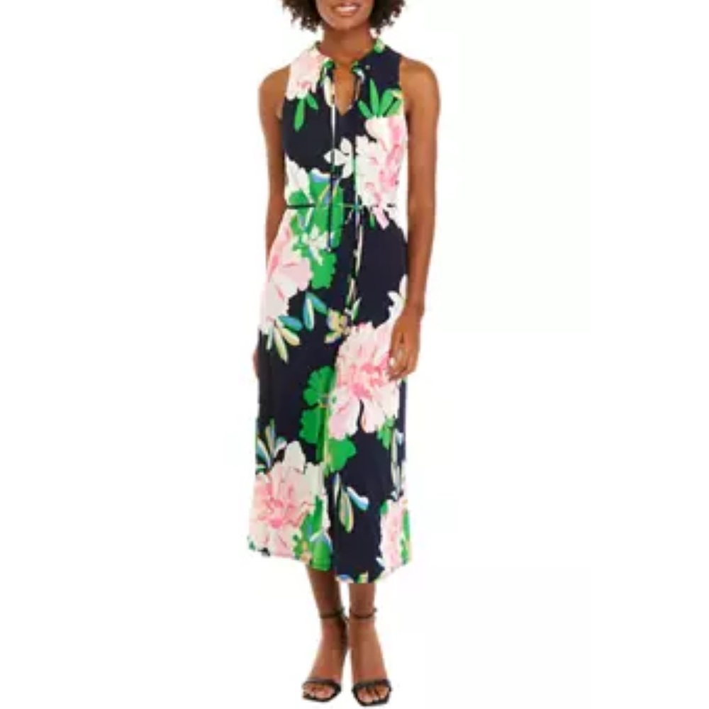 🚺 Tommy Hilfiger Isla Floral Midi navy dress